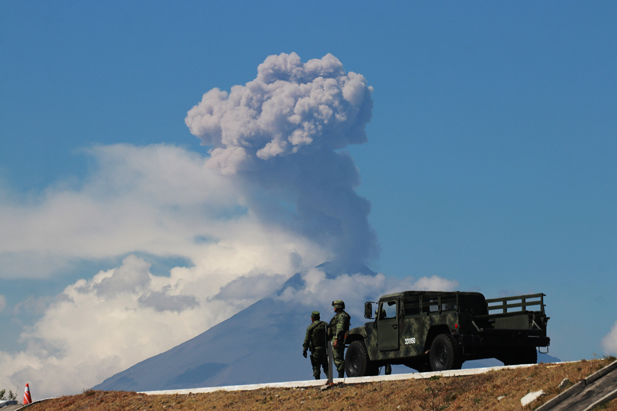 Volcán, Popocatépetl, semáforo amarillo, fase 2, ceniza,
