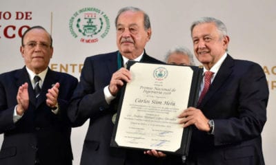 Carlos Slim, Grupo Carso, Premio Ingenieria, Palacio Nacional, AMLO, presidencia,