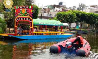 Policía Ribereña vigila que se cumplan medidas sanitarias en embarcaderos de Xochimilco