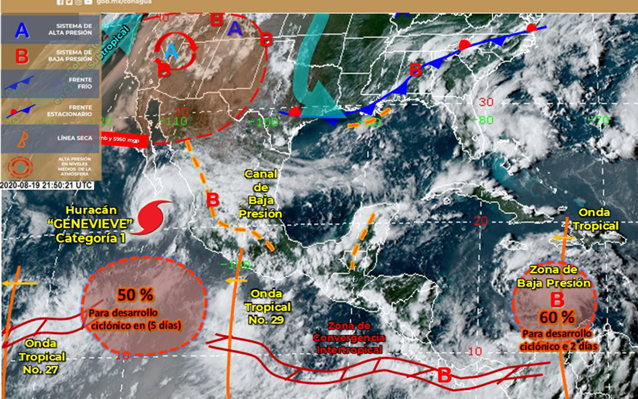 Genevieve se degradó a huracán categoría 1; BCS está en alerta