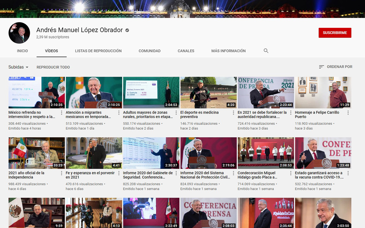 Descarta López Obrador monetizar su canal de YouTube