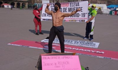 Con protesta en el zócalo, piden reapertura de gimnasios en CDMX