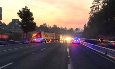 Se incendia tráiler en autopista México-Puebla