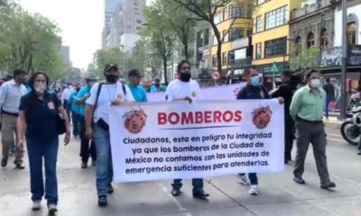 Marcha sindicato de bomberos rumbo al zócalo capitalino