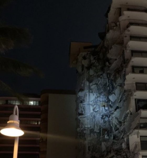 Edificio colapsó en Miami. Foto: @AlertaNews24
