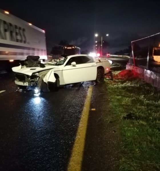 Accidente del auto de Matías Vuoso. Foto: Twitter