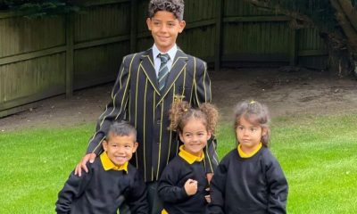 Hijos de Cristiano Ronaldo a la escuela. Foto: Twitter