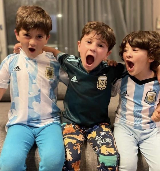 Hijos de Messi contentos. Foto: Twitter