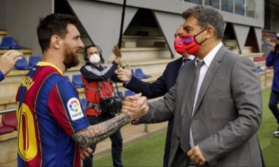 Laporta ya olvidó a Messi. Foto: Twitter