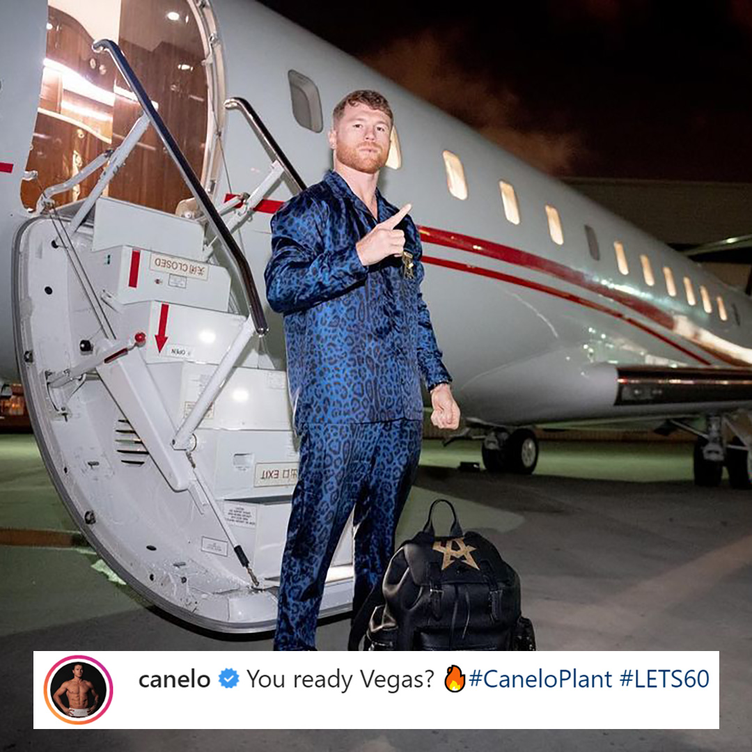 Canelo Álvarez llega a Las Vegas. Foto: Twitter