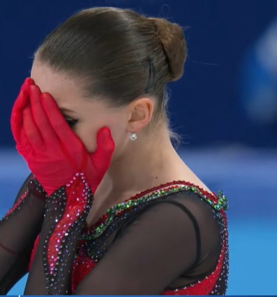 Kamila Valieva rompe en llanto. Foto Twitter