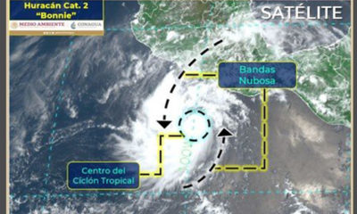 Bonnie se intensificó a huracán de categoría 2