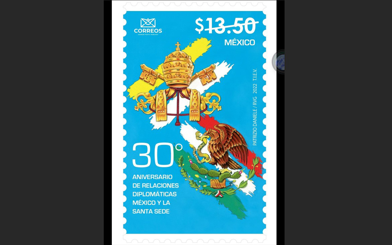 Emiten sello conmemorativo por restablecimiento de relaciones diplomáticas entre México y la Santa Sede; Papa Francisco recuerda a mexicanos