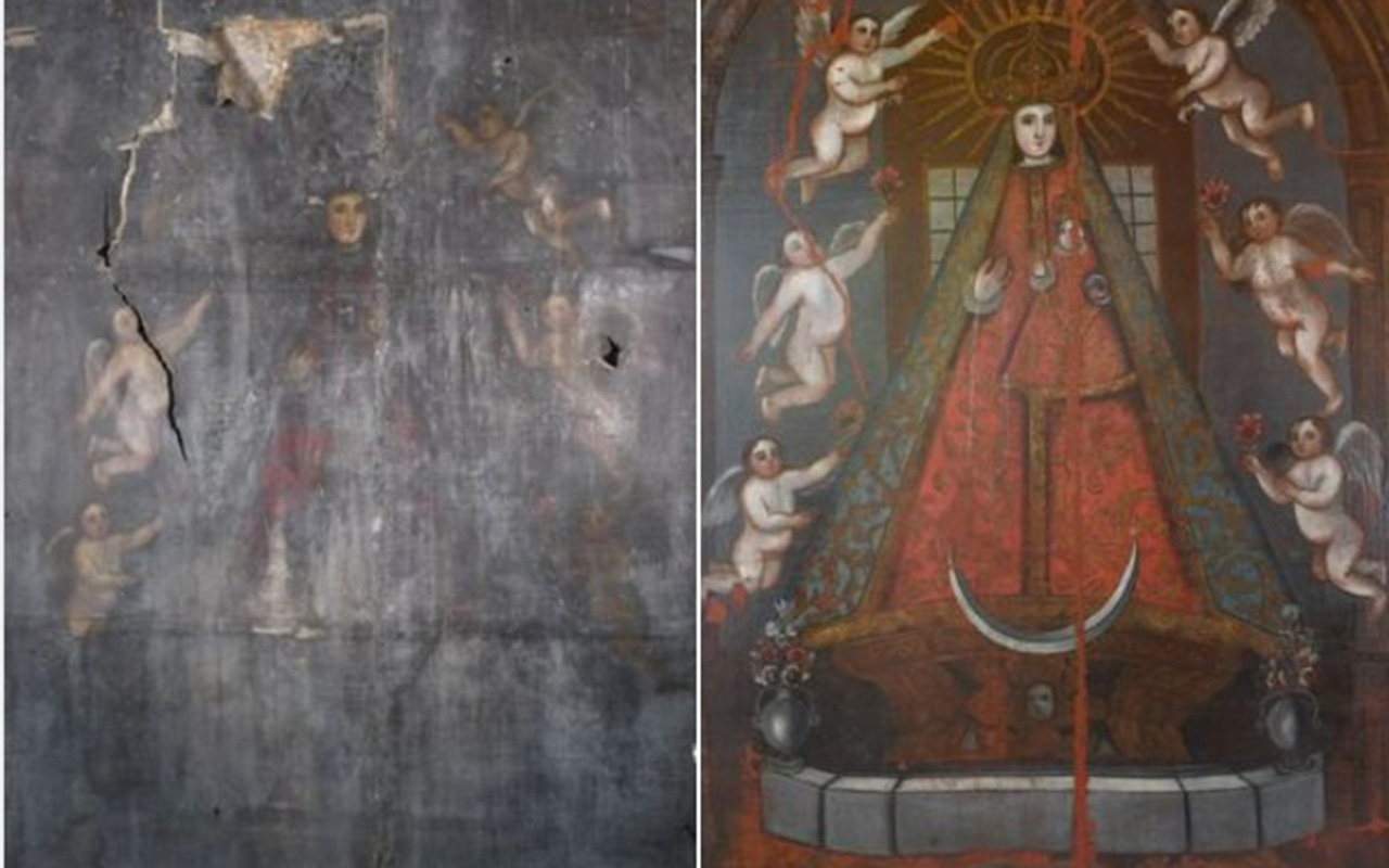 Entregan restaurada la pintura de caballete Virgen de Begoña al Ejido Villa de Bilbao