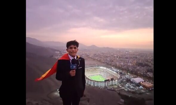 Cliver Huamán, con apenas 15 años, transmitió la Final de la Copa Libertadores desde un cerro. FOTO: CAPTURA DE PANTALLA