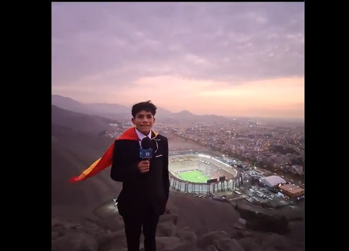 Cliver Huamán, con apenas 15 años, transmitió la Final de la Copa Libertadores desde un cerro. FOTO: CAPTURA DE PANTALLA