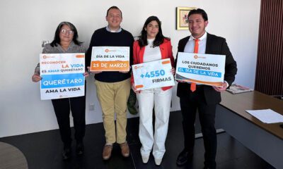 Entregan más de 4 mil firmas a favor del 25M “Día de la Vida” en Querétaro